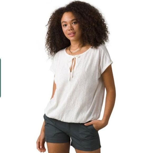 prAna Ocupas Popover Top Small NWT | Soft White Boho Organic Cotton Blouse - Picture 3 of 12